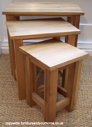 Top Quality 100% Solid Oak Nest of 3 Tables side end coffee