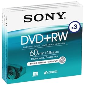 1x3 Sony DVD+RW 2,8GB 8 cm Jewel Case DPW 60 A