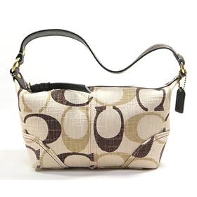 Click here to buy AUTHENTIC COACH SOHO BROWN TONAL SIGNATURE SMALL COSMETIC TOP HANDLE POUCH 41463 by Coach.
