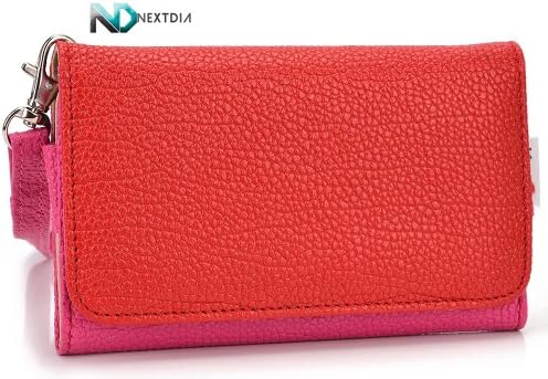 Intex Turbo3.5 Phone Wallet Cover Case (Hot Pink Magenta Crimson Red) + ND Velcro Tie