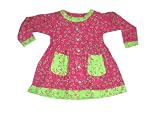 Child Long Sleeve Knit Frolic Dress in Raspberry Flowers