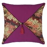 EXP Decorative Handmade Plum & Autumn Floral Thai Silk Cushion Cover / Pillow Sham
