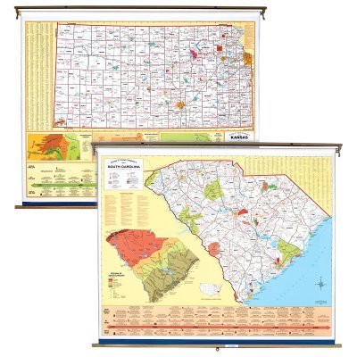 Cram State Maps - Laminated on Spring Roller - GF069-17