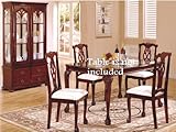 Set for 2 Wide Wooden Back Dark Cherry Finish Fabric Dining Chairs
