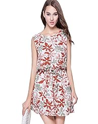 Petite Linen General Print Summer Sleeveless  Dress