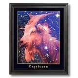 Capricorn Goat Zodiac Stars Astrology Home Decor Wall Picture Black Framed Art Print