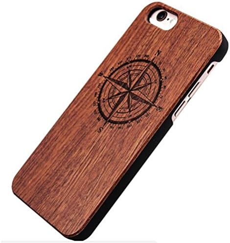 Iphone 6s Plus Case, Wolkerstore Natural Carved Wood Wooden Hard Case For Iphone6 Plus 5.5 Inch (compass)
