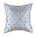 Euphoria CaliTime Pillow Cover Faux Silk Gray Ground Three-tone Diamonds Lattice Geometric Chain Embroidered 18