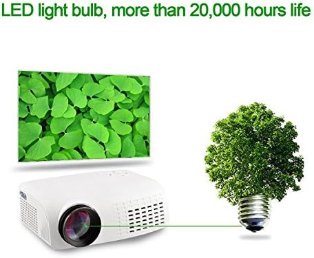 Fastle Portable Mini LCD LED Video Projector Full Color with USB VGA HDMI AV for Party,Home Entertainment,White