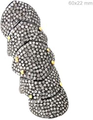 Couturechics 14k Gold and 925 Sterling Silver 5.09 Ct Natural Diamond Pave Designer Vintage Full Finger Armour Ring Handmade Jewelry Size 7
