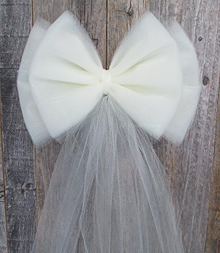 Small Tulle Wedding Pew Bow, Handmade, Ivory, White, Church Ceremony, Reception, Aisle, Party Decorations, Bridal, Chair Bow, Baby Shower, 8 Inch
