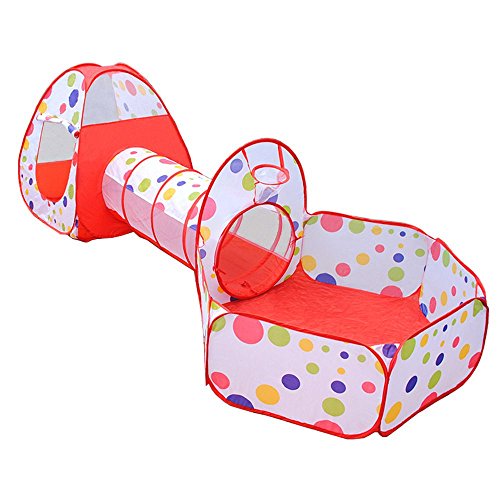 Jacone Kids Play Tent-Tunnel-Ball Pit with Basketball Hoop 3 in 1 Indoor and Outdoor Easy Folding Children s Playground Toy Playpen with Tote Bag for Kids Great Fun