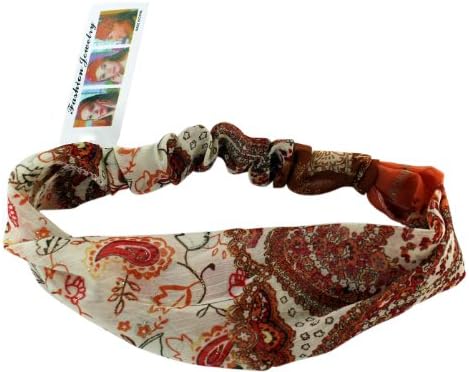 Dark Peach Psychedelic Flowers Headband - Vintage Retro Headband - Stylish Fashion Headband