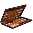 Backgammon Board Game Set Inlaid Wood Case 17''
