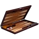 Backgammon Board Game Set Inlaid Wood Case 17''