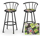 IMAGE OF 2 Dale Earnhardt Jr. Nascar AMP #88 Specialty / Custom Black Barstools with Backrest Set