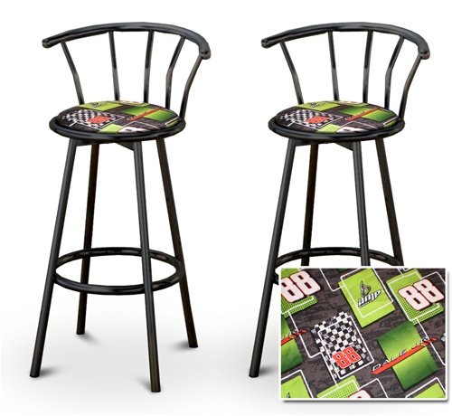2 Dale Earnhardt Jr. Nascar AMP #88 Specialty / Custom Black Barstools with Backrest Set