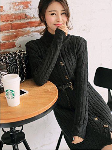 formanism ベルト付き ハイネック カーディガン レディース ニット ワンピース