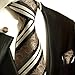 Paul Malone Necktie, Pocket Square and Cufflinks 100% Black Baroque