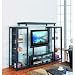 Golden Oak Vas HF5 Entertainment Center (60 W TV Console, 2 x 60 H Audio Towers, Display Bridge) Matte Black
