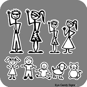 Stick People Family Car Decals Stickers Graphics Item #1