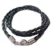 16" long Braided Leather Cord Necklace Lobster Claw Clasp - Black 4 strand braid round , 3 mm wide