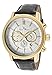 Lucien Piccard Men's 12011-YG-02S Monte Viso Chronograph White Textured Dial Black Leather Watch