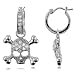 Sterling Silver Cubic Zirconia CZ Skull Crossbones Dangle Earrings