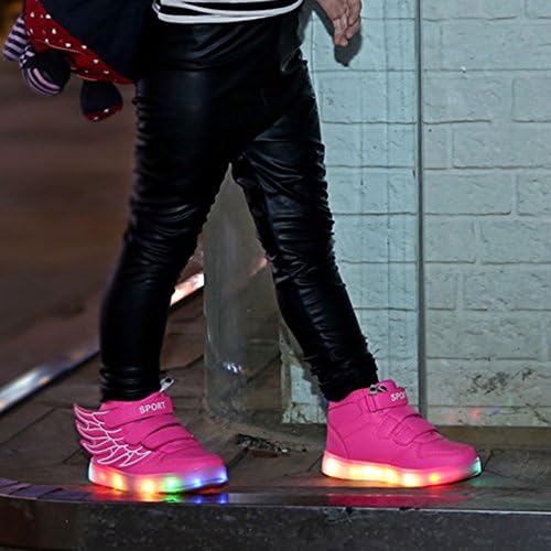 Miss Cutie Kids' Rechargeable LED Light-up Sport Shoes Fashion Sneakers 21cm Rose