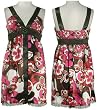 SELE Stretch Floral Charmeuse Dress W/ Brooch