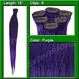 18" Inch Purple Highlight Streaks Pro Extensions Premier Human Hair Extensions