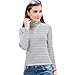 LAISIYI Women's Stripe Casual High Collar Long Sleeve Slim Pullover T-shirt