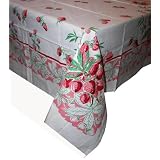 Strawberry Printed Retro White Cotton Rectangular Tablecloth 52x64