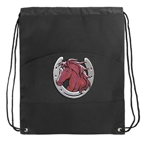 Horse Theme Drawstring Bag Cinch Horse design Draw String Back Pack - For Boys Girls Students or Adults