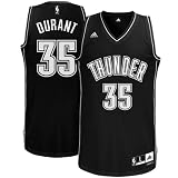 NBA Men's Oklahoma City Thunder Kevin Durant Black-Black-White Swingman Jersey (Black/White, Medium)