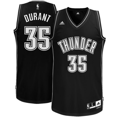 NBA Men's Oklahoma City Thunder Kevin Durant Black-Black-White Swingman Jersey (Black/White, Large)