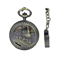 Gold-Tone Train Pocket Watch