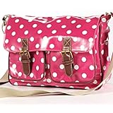 Grand Sac a Epaule Bandouliere Cartable a Pois en Toile Style Besace