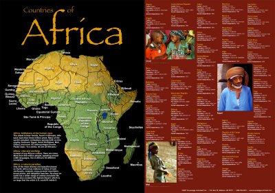 Countries Of Africa Maps Art Poster Print, 34x24
