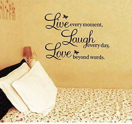 Meco Vinyl Decal Live Every Moment, Laugh Every Day, Love Beyond Words Wall Quote