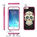 True Color Case Compatible with iPhone 6s Case, Colorful Sugar Skull on Damask HD Printed Hybrid Cover Hard + Soft Slim Durable Protective Shockproof Rubber TPU Bumper - Hot Pink