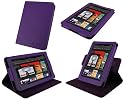 rooCASE Dual-View Multi Angle (Purple) Genuine Leather Folio Case Cover for Amazon Kindle Fire 7-Inch Android Tablet