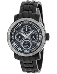 Akribos XXIV Womens AK614BK Grandiose Diamond Multi-Function Stainless Steel Black Bracelet Watch
