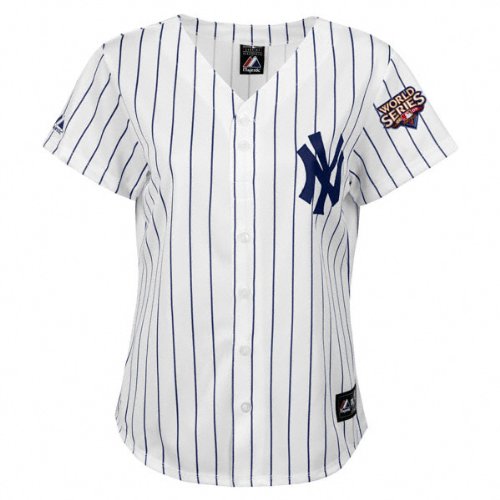 New York Yankees Women's Home Replica Jersey with 2009 World Series Patch by Majestic Athletic - White Small