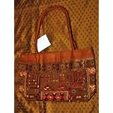 Sari Handbag Rust Banjara Mirrors Designer Purse