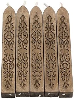 Zacr 5x Unique Candle Style Square Sealing Wax Stick Wax Seals with Wick for Your Cards, Letters and Envelopes, ,Scrapbook Pages,christmas Card,wedding ,Gift Wrap and Tags,wine (Brown)