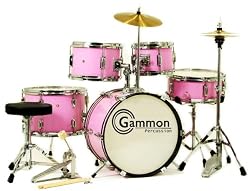 New Pink Junior 5-Piece Drum Set with Cymbals Stands Sticks Hardware Complete