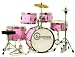 New Pink Junior Children's 5-Piece Drum Set with Cymbals Stands Stool Sticks Hardware Complete