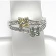 14K White Gold Green, Yellow and White Diamond Ring