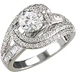 14K White Gold Diamond Engagement Ring Semimount - 0.87 Ct. - DOES NOT INCLUDE CENTER STONE